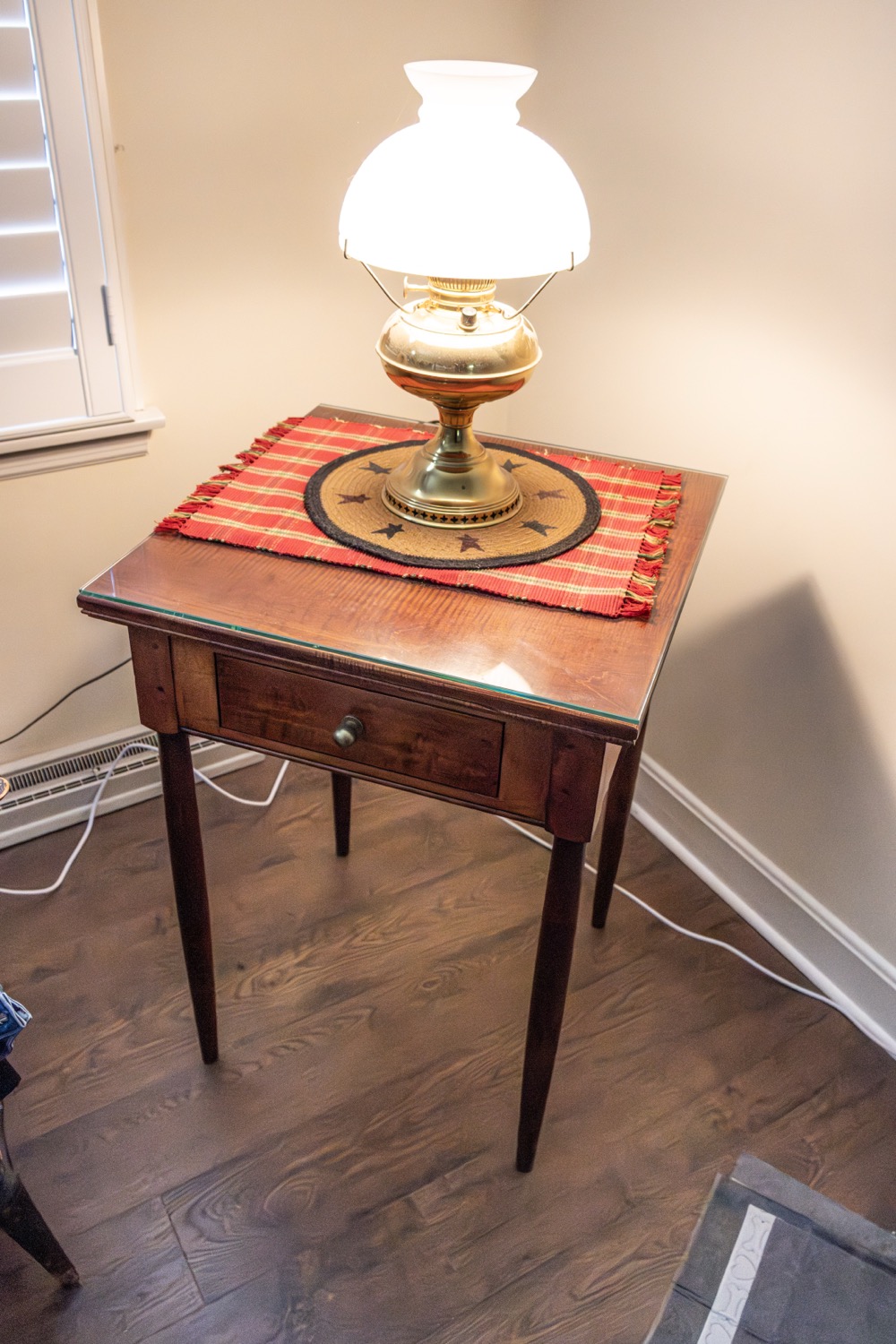 Custom side table with drawer
