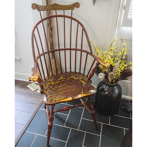 Country Combback Chair with knuclkes, crackled yellow